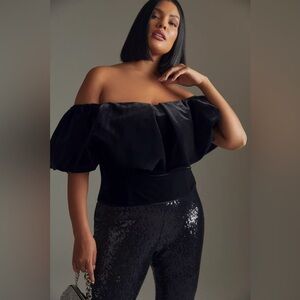 Hutch Black Velvet Corset Off The Shoulder Top